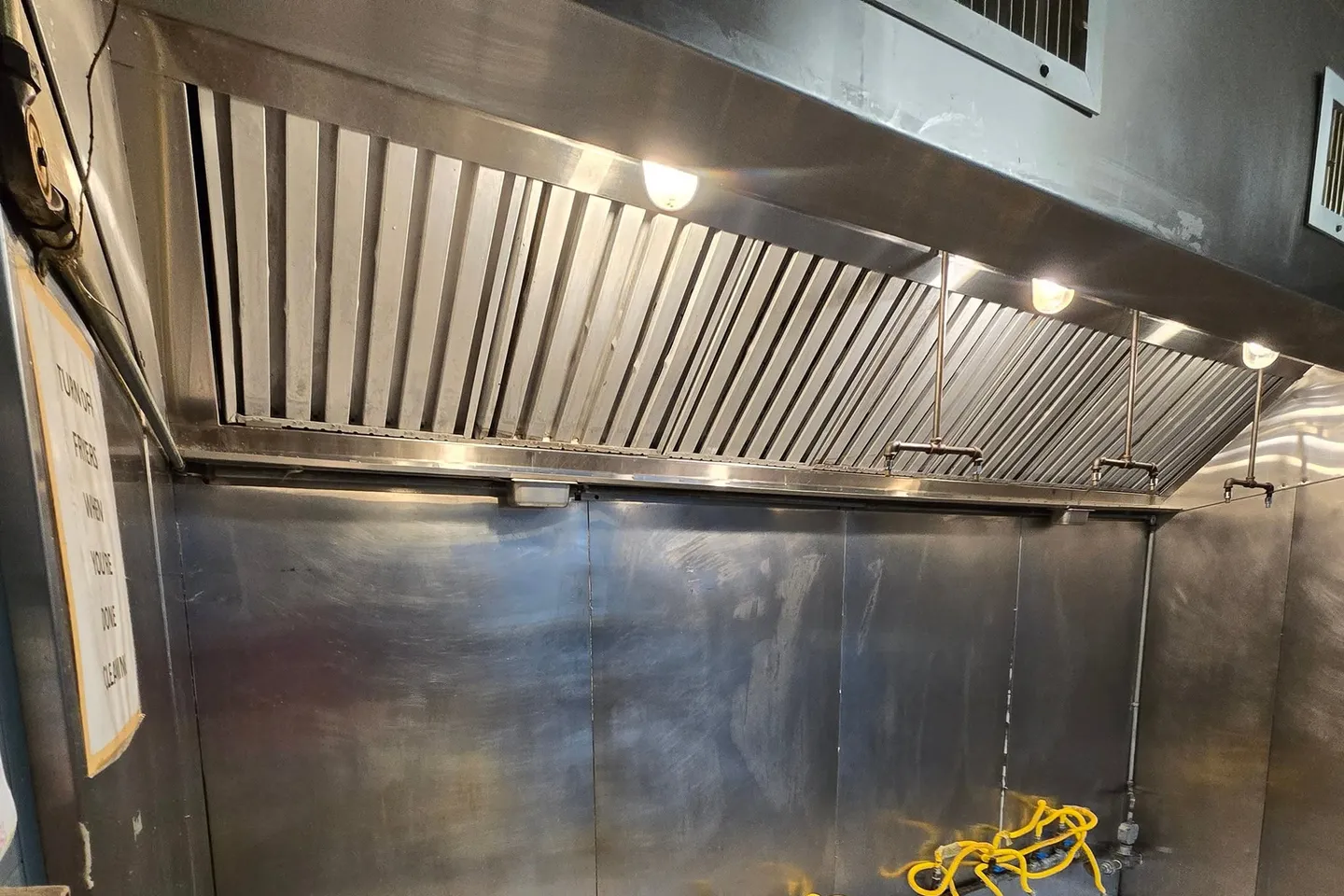 Clean commercial kitchen hood and exhaust system in South Jersey restaurant